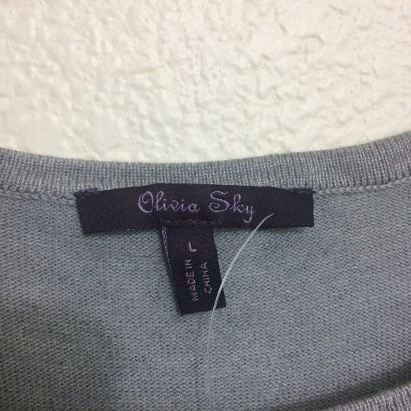 Olivia Sky Womens Large Mixed Media Knit Sweater - Picture 6 of 9